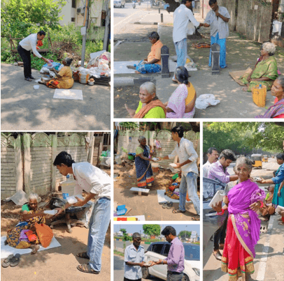 PROVIDED FOOD ON BEHALF OF NAVARATRI FESTIVAL TO HELP  HOMELESS PEOPLE