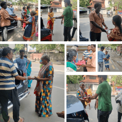 Provided saree’s and Lungi’s for Homeless people behalf of Diwali