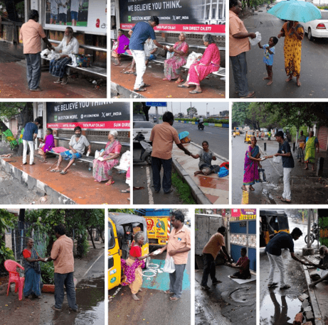 Food provided for Homeless people behalf of the heavy rainy day