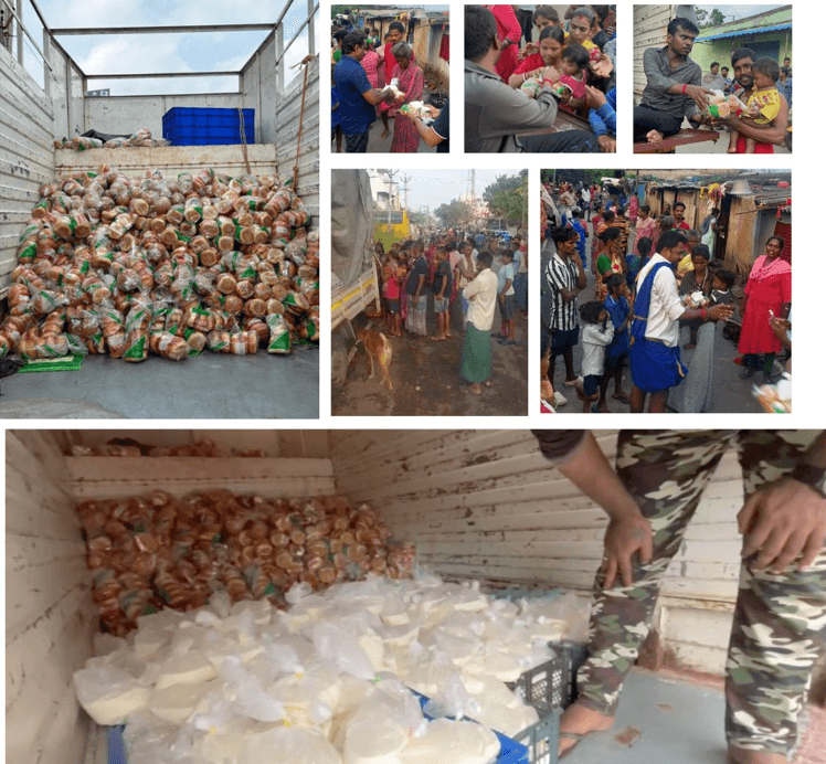 Provided essential sustenance with bread and milk for those affected