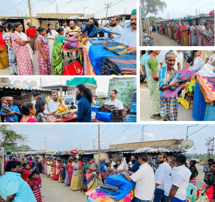 Provided Provision kits, Mats, Blankets, Lungi's and Tarpaulin to the people affected by Cyclone Michaung in Thiruvottiyur,Irular Colony