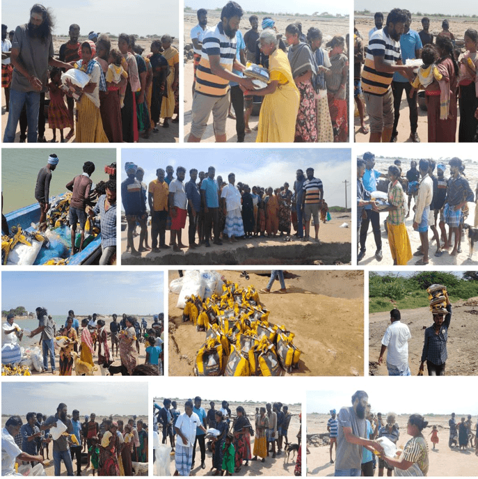 Provided relief provision kits in Mullukaadu and Mullukambi in Thoothukudi Districts