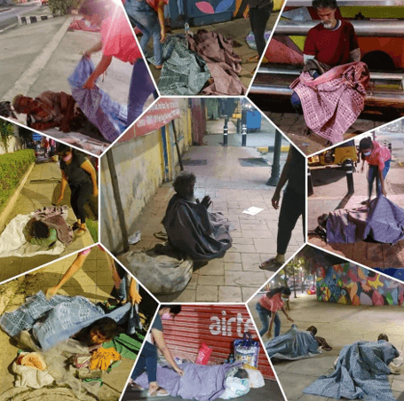 DISTRIBUTED BLANKETS TO THE NEEDY PEOPLES