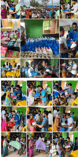 DISTRIBUTED RELIEF MATERIALS AND PROVISIONS TO 150 FAMILIES (GANDHI GRAMAM, THIRUVALLUR DISTRICT)