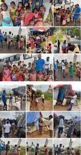 DISTRIBUTED FLOOR MATS, BLANKETS AND DRESSES FOR KIDS (SIRUNAI VILLAGE).