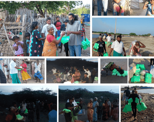 Provided mosquito nets, tumblers, vessels, of 220 families and also extended support to the Thoothukudi Harbour water tank residents.