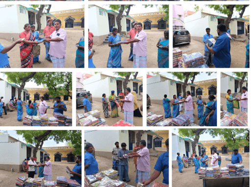 Provided  Saree’s, Lungis and Nighties to sweepers, Dengue Workers and Municipal workers in Thoothukudi