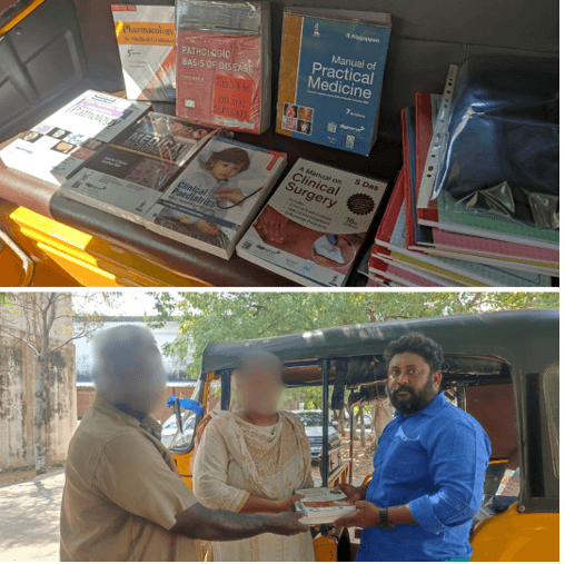 Books for the second year have been provided to a financially backward student at the Government Medical College.